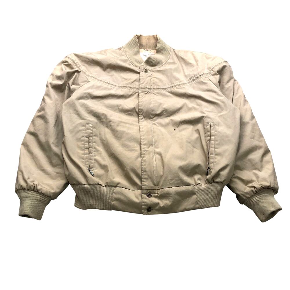 Vintage 70s Sir Jac Quilted Lined Bomber Jacket Mens XL 46 Zip Snap Harrington